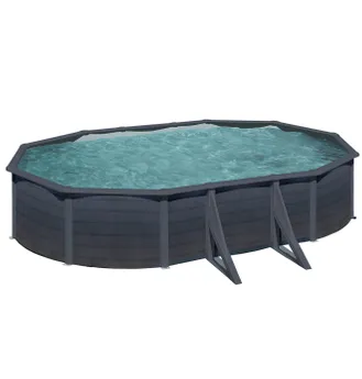 PISCINE ACIER 7,30x3,75 H 1,32 GRAPHITE