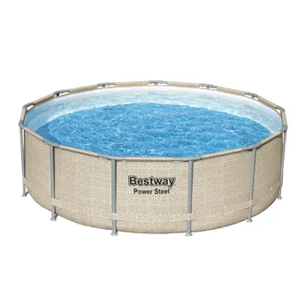 PISCINE BESTWAY POWER STEEL RONDE 3,96x1,07  ROTIN BEIGE